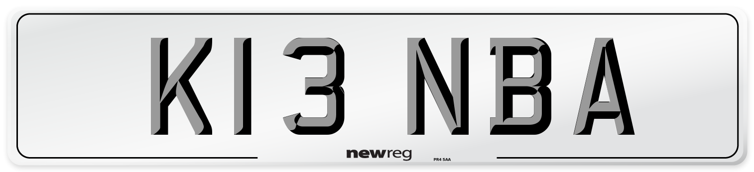 K13 NBA Number Plate from New Reg